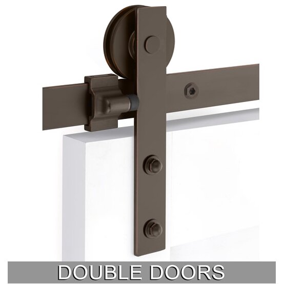 Emtek Modern Rectangular Face Mount 13' Track with Solid Wheel & Classic Fastener for Double Doors in Oil Rubbed Bronze