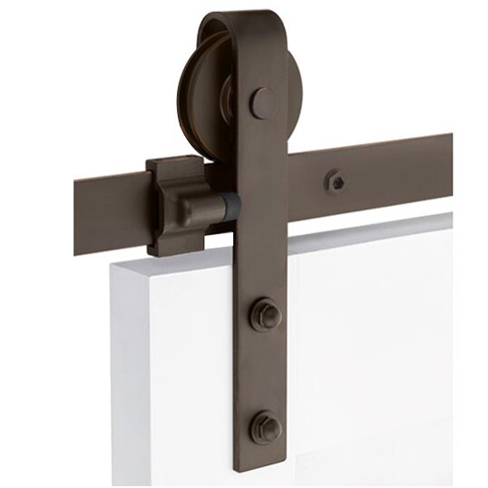 Emtek Classic Face Mount 5' Track with Solid Wheel & Classic Fastener in Oil Rubbed Bronze