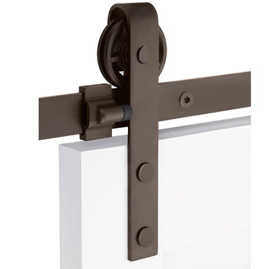 Emtek Classic Face Mount 5' Track with Spoked Wheel & Flat Fastener in Oil Rubbed Bronze
