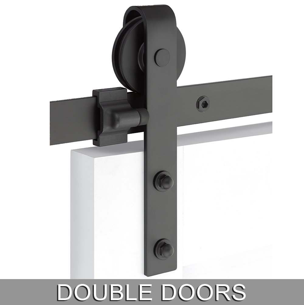 Emtek Classic Face Mount 10' Track with Solid Wheel & Classic Fastener for Double Doors in Flat Black