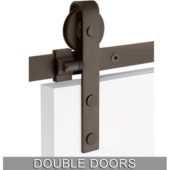 Emtek Classic Face Mount 10' Track with Solid Wheel & Flat Fastener for Double Doors in Oil Rubbed Bronze