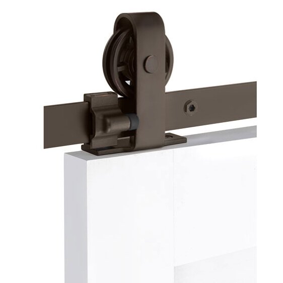 Emtek Classic Top Mount 6' 6" Track with Spoked Wheel & Classic Fastener in Oil Rubbed Bronze