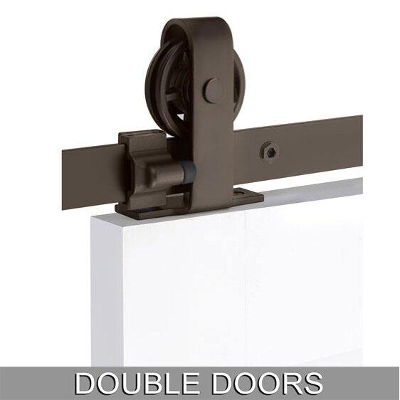 Emtek Classic Top Mount 10' Track with Spoked Wheel & Classic Fastener for Double Doors in Oil Rubbed Bronze