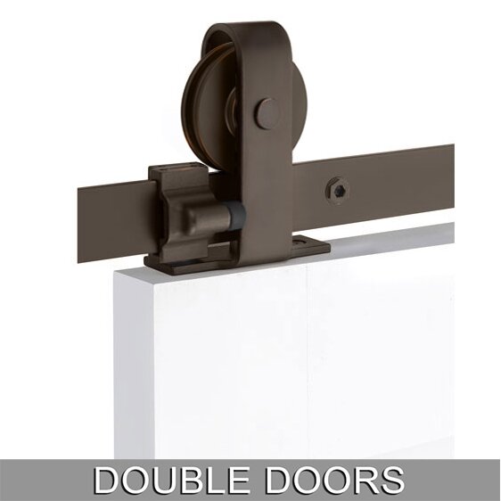 Emtek Classic Top Mount 13' Track with Solid Wheel & Classic Fastener for Double Doors in Oil Rubbed Bronze