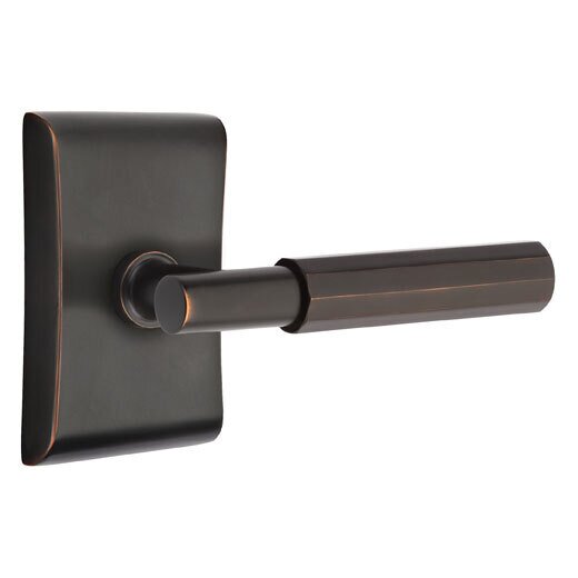 Emtek Passage Faceted Lever with T-Bar Stem and Concealed Screws Neos Rose in Oil Rubbed Bronze