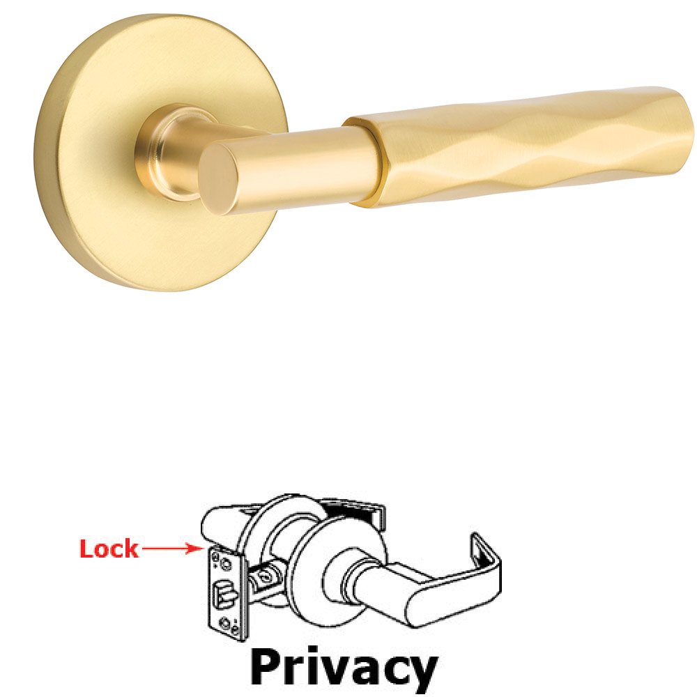 Emtek Privacy Tribeca Lever with T-Bar Stem and Concealed Screws Disc Rose in Satin Brass