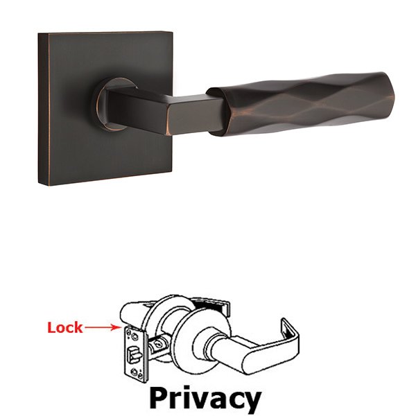 Emtek Privacy Tribeca Lever with L-Square Stem and Concealed Screws Square Rose in Oil Rubbed Bronze