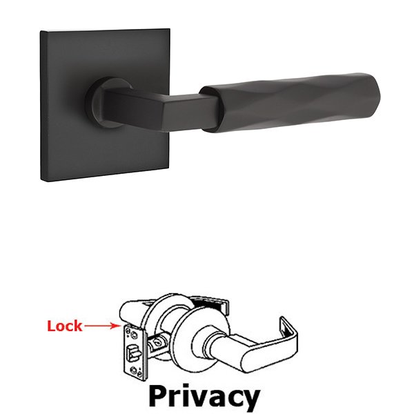 Emtek Privacy Tribeca Lever with L-Square Stem and Concealed Screws Square Rose in Flat Black