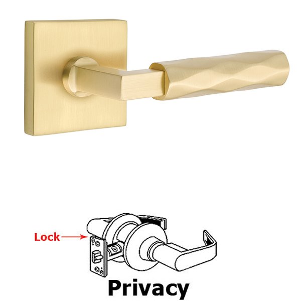 Emtek Privacy Tribeca Lever with L-Square Stem and Concealed Screws Square Rose in Satin Brass