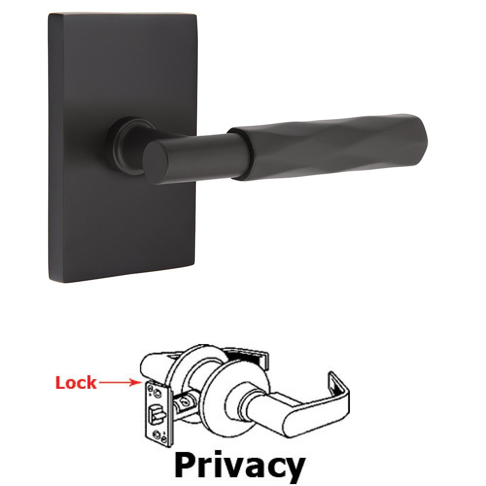 Emtek Privacy Tribeca Lever with T-Bar Stem and Concealed Screws Modern Rectangular Rose in Flat Black