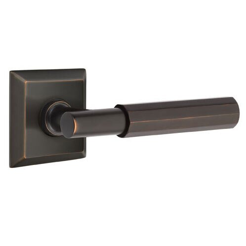 Emtek Passage Faceted Lever with T-Bar Stem and Concealed Screws Quincy Rose in Oil Rubbed Bronze