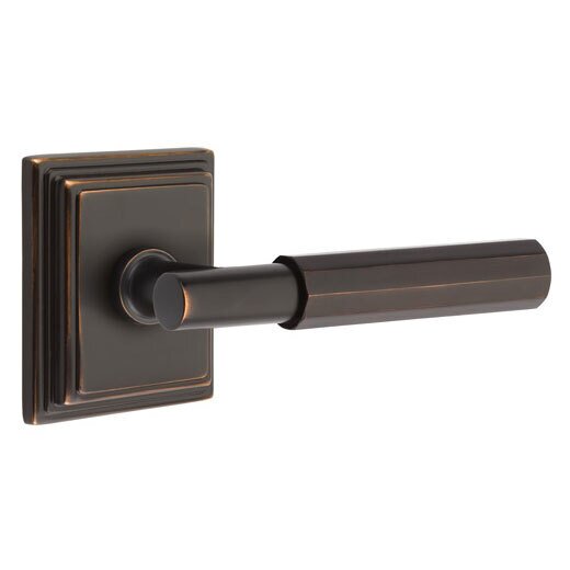 Emtek Privacy Faceted Lever with T-Bar Stem and Concealed Screws Wilshire Rose in Oil Rubbed Bronze