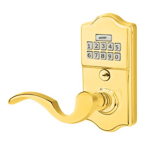 Emtek Cortina Left Hand Classic Lever with Electronic Keypad Lock in Lifetime Polished Brass