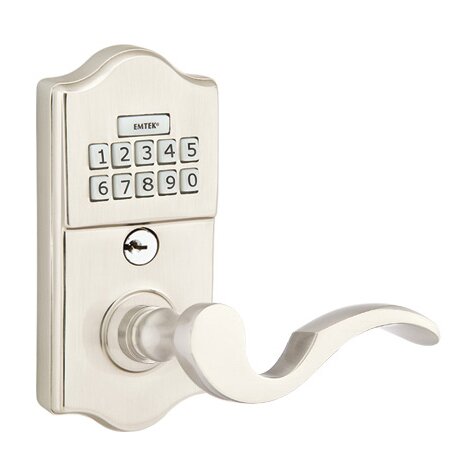 Emtek Cortina Right Hand Classic Lever with Electronic Keypad Lock in Satin Nickel