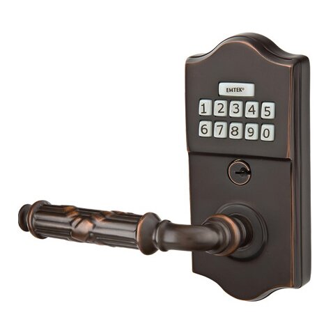 Emtek Ribbon & Reed Left Hand Classic Lever with Electronic Keypad Lock in Oil Rubbed Bronze