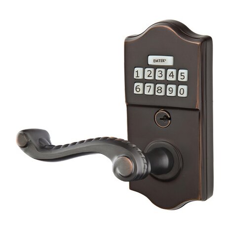 Emtek Rope Left Hand Classic Lever with Electronic Keypad Lock in Oil Rubbed Bronze