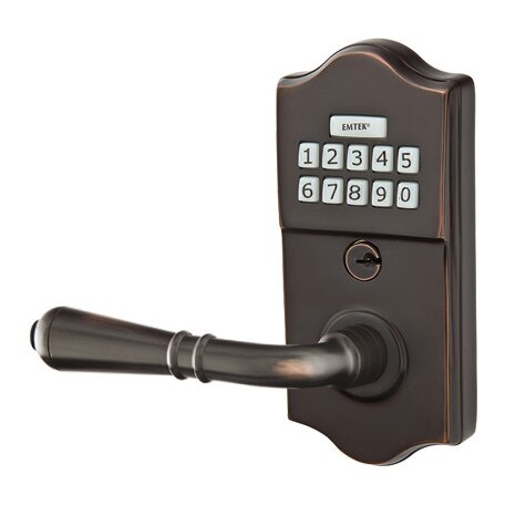 Emtek Turino Left Hand Classic Lever with Electronic Keypad Lock in Oil Rubbed Bronze