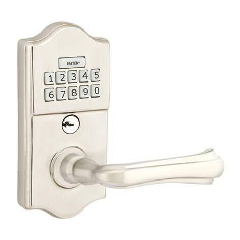 Emtek Wembley Right Hand Classic Lever with Electronic Keypad Lock in Satin Nickel