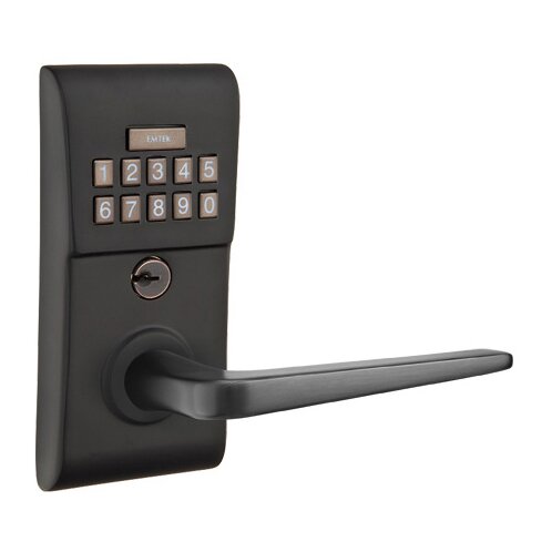 Emtek Athena Right Hand Modern Lever with Electronic Keypad Lock in Flat Black