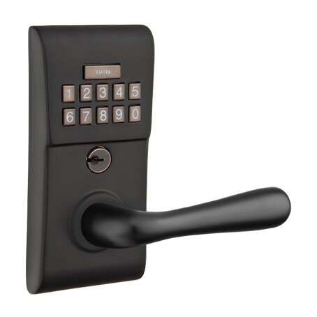 Emtek Basel Right Hand Modern Lever with Electronic Keypad Lock in Flat Black