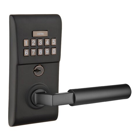 Emtek Hercules Right Hand Modern Lever with Electronic Keypad Lock in Flat Black