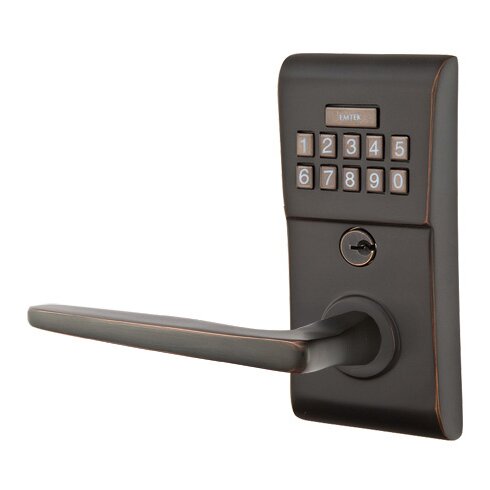Emtek Hermes Left Hand Modern Lever with Electronic Keypad Lock in Oil Rubbed Bronze