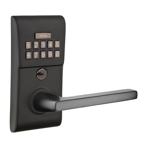 Emtek Helios Right Hand Modern Lever with Electronic Keypad Lock in Flat Black