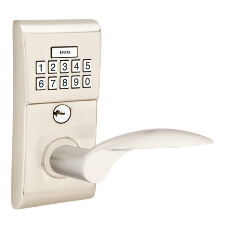Emtek Mercury Right Hand Modern Lever with Electronic Keypad Lock in Satin Nickel