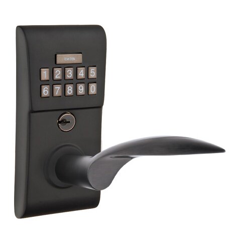 Emtek Mercury Right Hand Modern Lever with Electronic Keypad Lock in Flat Black