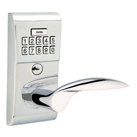 Emtek Mercury Right Hand Modern Lever with Electronic Keypad Lock in Polished Chrome