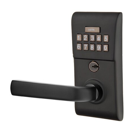 Emtek Sion Left Hand Modern Lever with Electronic Keypad Lock in Flat Black
