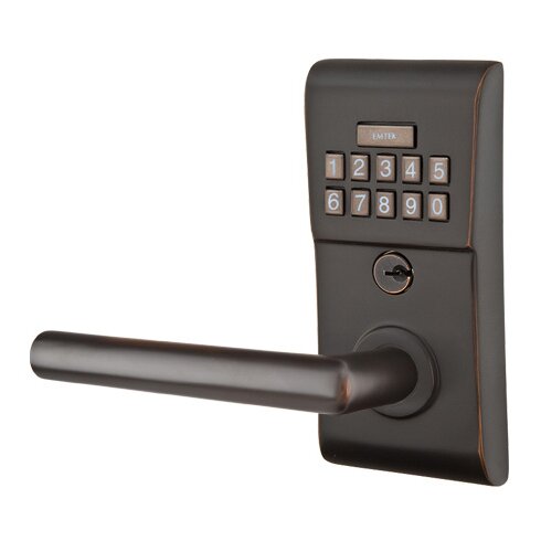 Emtek Stuttgart Left Hand Modern Lever with Electronic Keypad Lock in Oil Rubbed Bronze