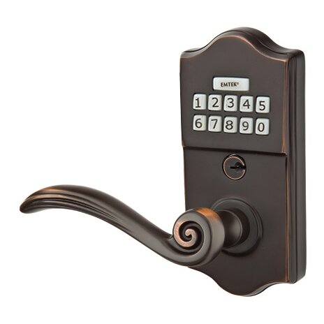 Emtek Elan Left Hand Classic Lever Storeroom Electronic Keypad Lock in Oil Rubbed Bronze