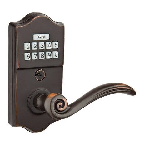 Emtek Elan Right Hand Classic Lever Storeroom Electronic Keypad Lock in Oil Rubbed Bronze