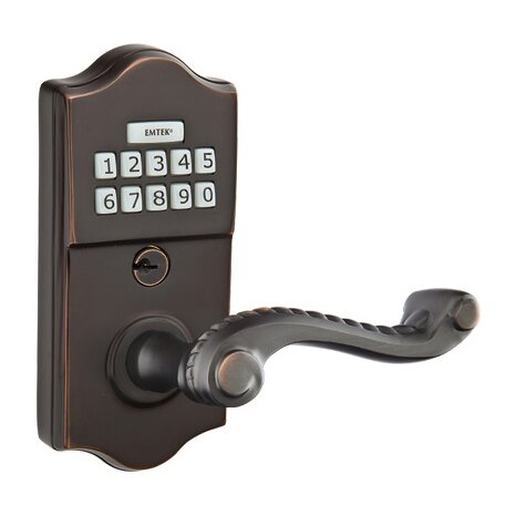 Emtek Rope Right Hand Classic Lever Storeroom Electronic Keypad Lock in Oil Rubbed Bronze