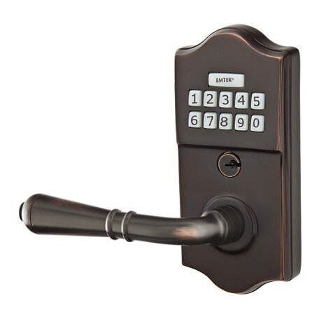 Emtek Turino Left Hand Classic Lever Storeroom Electronic Keypad Lock in Oil Rubbed Bronze