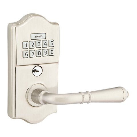 Emtek Turino Right Hand Classic Lever Storeroom Electronic Keypad Lock in Satin Nickel