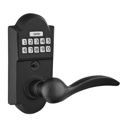 Emtek Durango Right Hand Sandcast Bronze Lever Storeroom Electronic Keypad Lock in Flat Black Bronze