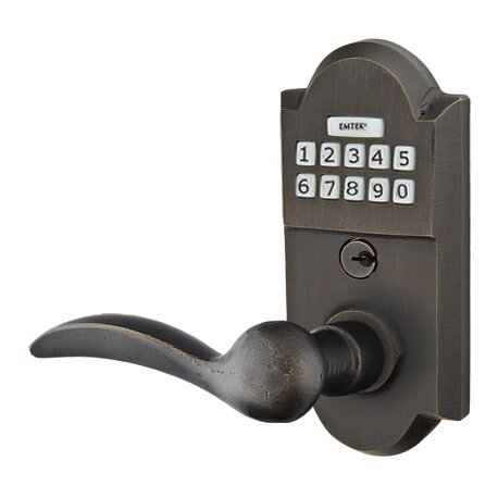 Emtek Durango Left Hand Sandcast Bronze Lever Storeroom Electronic Keypad Lock in Medium Bronze