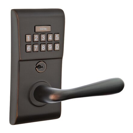 Emtek Basel Right Hand Modern Lever Storeroom Electronic Keypad Lock in Oil Rubbed Bronze