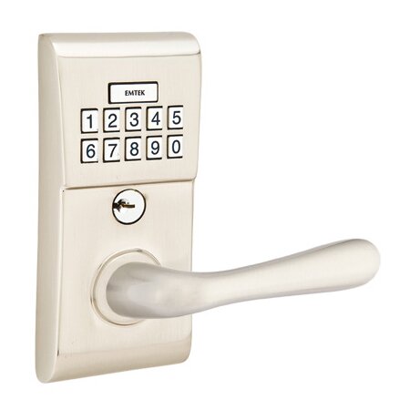 Emtek Basel Right Hand Modern Lever Storeroom Electronic Keypad Lock in Satin Nickel