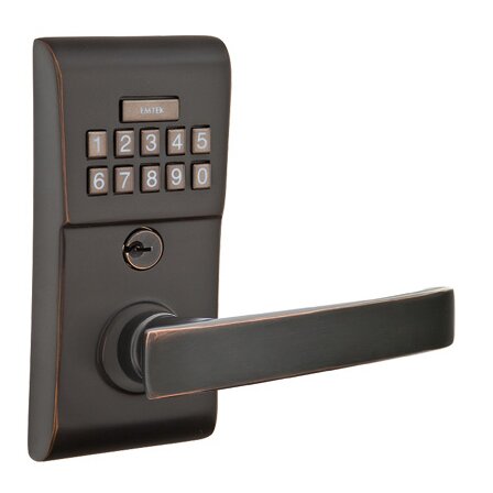 Emtek Geneva Right Hand Modern Lever Storeroom Electronic Keypad Lock in Oil Rubbed Bronze