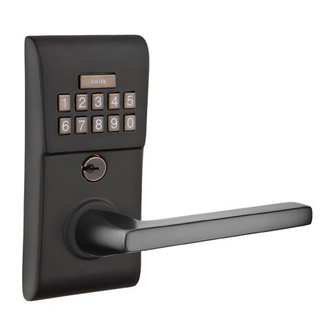 Emtek Helios Modern Lever Storeroom Electronic Keypad Lock in Flat Black