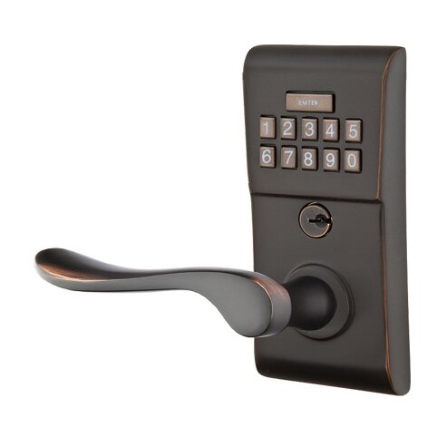 Emtek Luzern Left Hand Modern Lever Storeroom Electronic Keypad Lock in Oil Rubbed Bronze
