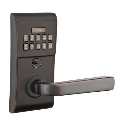 Emtek Sion Right Hand Modern Lever Storeroom Electronic Keypad Lock in Oil Rubbed Bronze