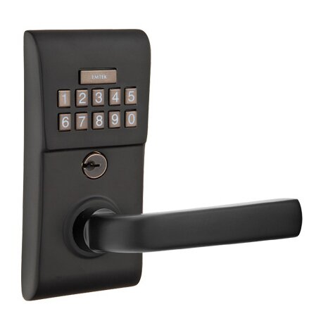 Emtek Sion Modern Lever Storeroom Electronic Keypad Lock in Flat Black