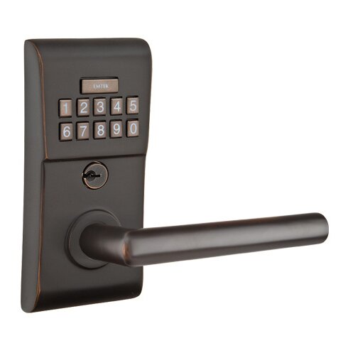 Emtek Stuttgart Modern Lever Storeroom Electronic Keypad Lock in Oil Rubbed Bronze