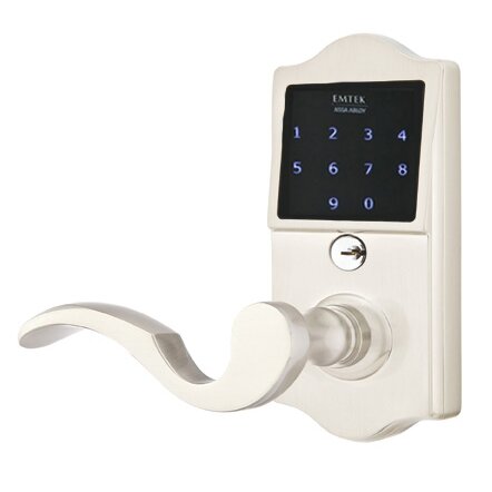 Emtek EMTouch Classic Keypad with Left Handed Cortina Lever in Satin Nickel