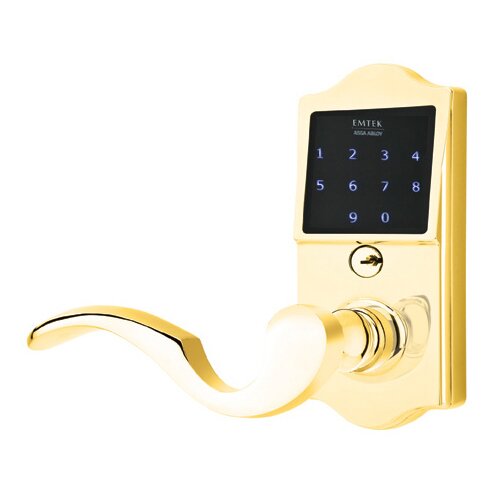 Emtek EMTouch Classic Keypad with Left Handed Cortina Lever in Polished Brass