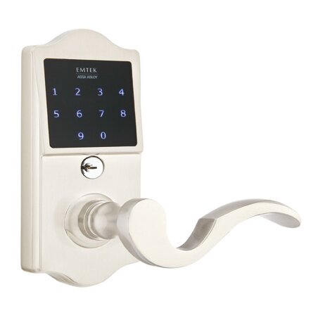 Emtek EMTouch Classic Keypad with Right Handed Cortina Lever in Satin Nickel